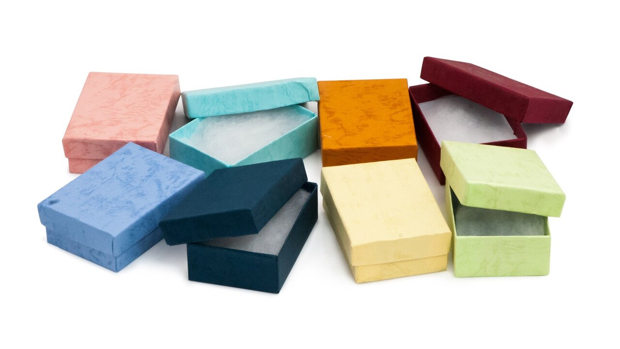 Multi Pastel Color Jewelry Gift Packaging Cotton Filled Box 3" x 2" (Package of 100)